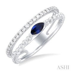 ASHI Bead Marquise Shape East-West Gemstone & Diamond Ring 41297PPTSSPWG-MQ