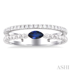 ASHI Bead Marquise Shape East-West Gemstone & Diamond Ring 41297PPTSSPWG-MQ