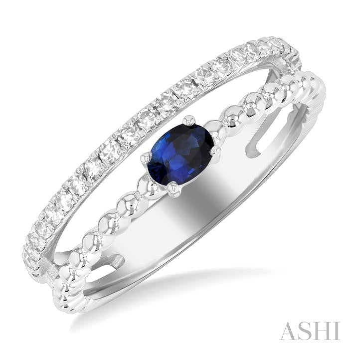 ASHI Bead Oval Shape East-West Gemstone & Diamond Ring 41297PPTSSPWG-OV