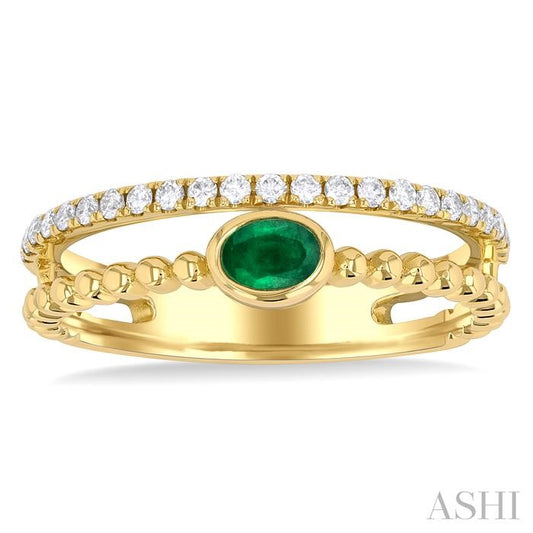 ASHI Bead Oval Shape East-West Gemstone & Diamond Ring 41307PPTSEMYG