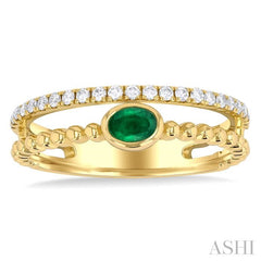 ASHI Bead Oval Shape East-West Gemstone & Diamond Ring 41307PPTSEMYG