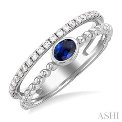ASHI Bead Oval Shape East-West Gemstone & Diamond Ring 41307PPTSSPWG
