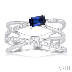 ASHI Criss Cross Gemstone & Lovebright Diamond Fashion Ring 41316PPTSSPWG