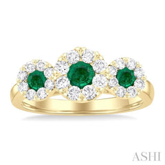 ASHI Round Shape Past Present & Future Lovebright Gemstone & Diamond Ring 41323PPFGEMYG