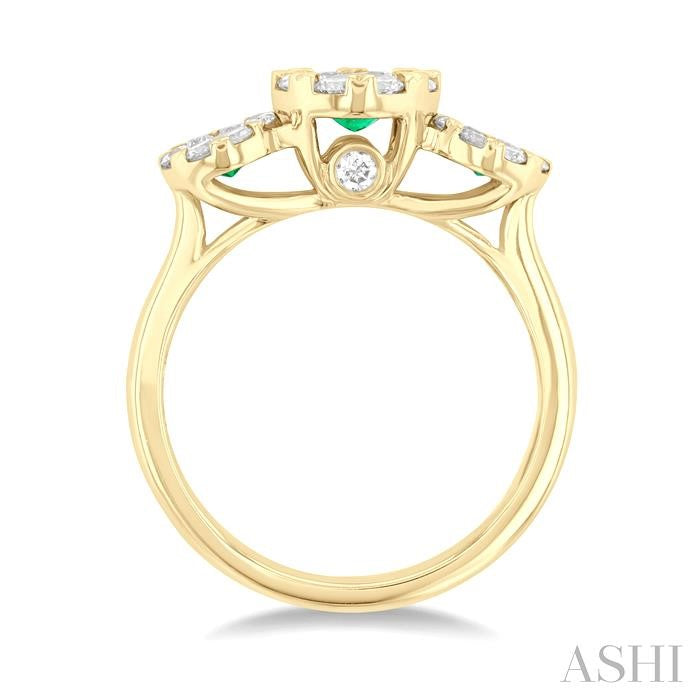 ASHI Round Shape Past Present & Future Lovebright Gemstone & Diamond Ring 41323PPFGEMYG