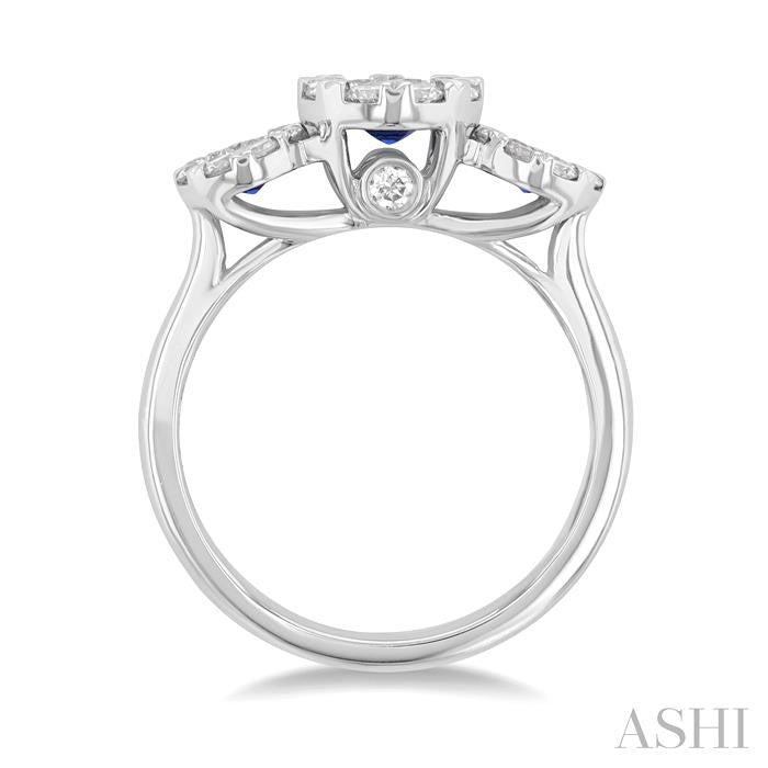 ASHI Round Shape Past Present & Future Lovebright Gemstone & Diamond Ring 41323PPFGSPWG