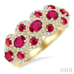 ASHI Oval Shape Gemstone & Halo Diamond Ring 41343PPFGRBYG