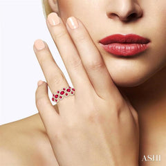ASHI Oval Shape Gemstone & Halo Diamond Ring 41343PPFGRBYG