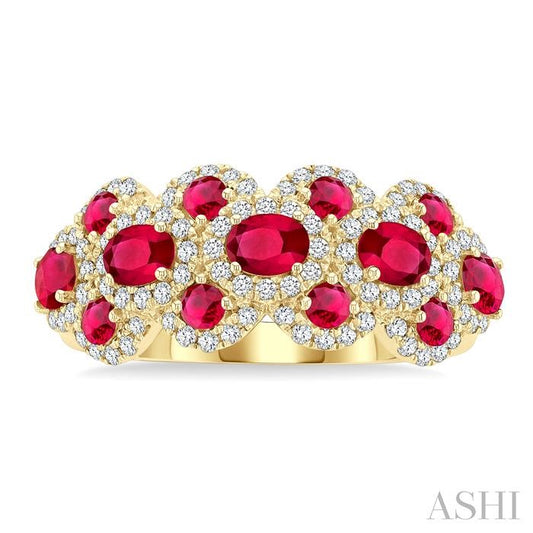 ASHI Oval Shape Gemstone & Halo Diamond Ring 41343PPFGRBYG