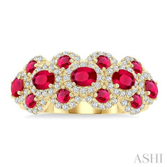 ASHI Oval Shape Gemstone & Halo Diamond Ring 41343PPFGRBYG