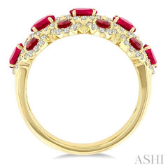 ASHI Oval Shape Gemstone & Halo Diamond Ring 41343PPFGRBYG