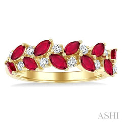 ASHI Marquise Shape Gemstone & Diamond Band 41367PPFGRBYG
