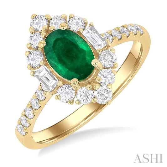 ASHI Oval Shape Gemstone & Halo Diamond Ring 41383PPFGEMYG
