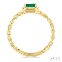 ASHI Emerald Shape Curb & Cuban East-West Gemstone & Halo Diamond Ring 41418PPTGEMYG-OC