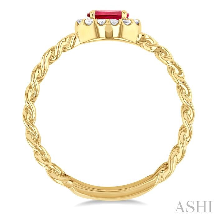 ASHI Oval Shape Curb & Cuban East-West Gemstone & Halo Diamond Ring 41418PPTGRBYG-OV