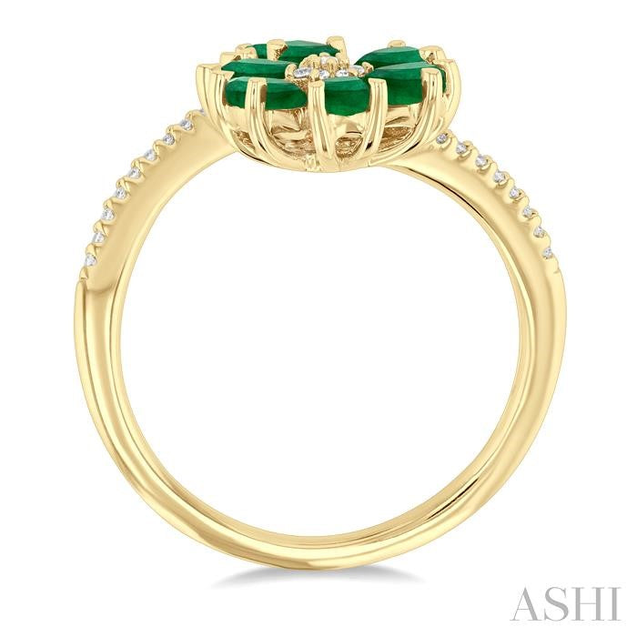 ASHI Blossom Pear Shape Gemstone & Diamond Fashion Open Ring 41448PPFGEMYG