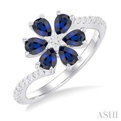 ASHI Blossom Pear Shape Gemstone & Diamond Ring 41457PPFGSPWG