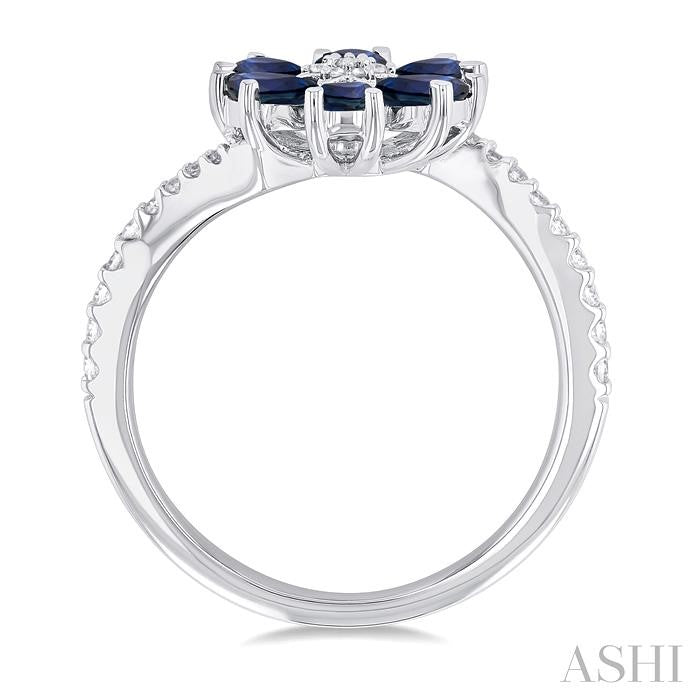 ASHI Blossom Pear Shape Gemstone & Diamond Ring 41457PPFGSPWG