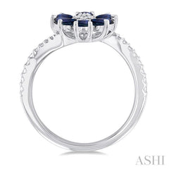 ASHI Blossom Pear Shape Gemstone & Diamond Ring 41457PPFGSPWG