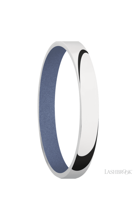 3 mm wide Domed 10K White Gold band featuring a Crushed Orchid sleeve.