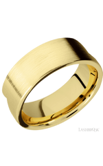 8 mm wide Flat 14K Yellow Gold band featuring a Sapele sleeve.