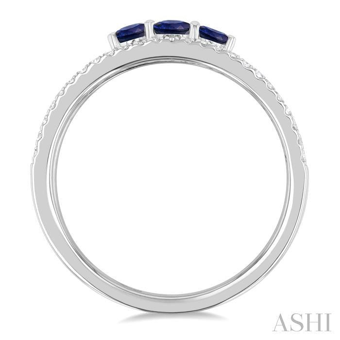 ASHI Round Shape Past Present & Future Gemstone & Diamond Layered Fashion Ring 41486PPTSSPWG