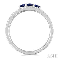 ASHI Round Shape Past Present & Future Gemstone & Diamond Layered Fashion Ring 41486PPTSSPWG