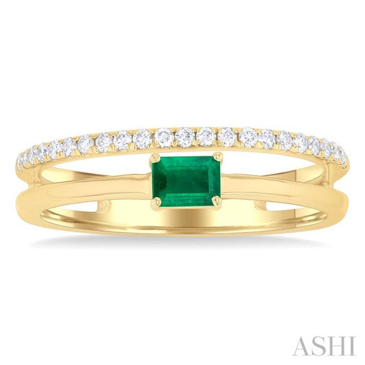 ASHI Emerald Shape East-West Gemstone & Diamond Ring 41518PPFGEMYG-OC