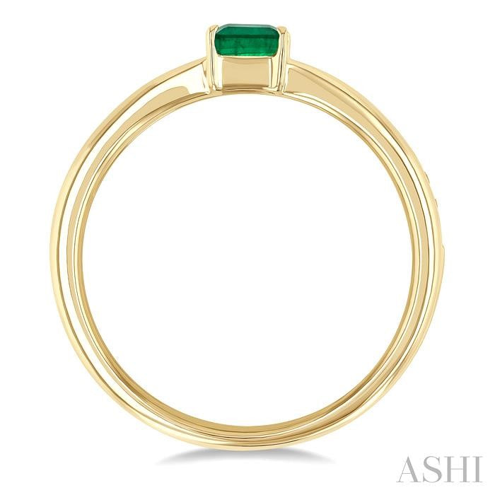 ASHI Emerald Shape East-West Gemstone & Diamond Ring 41518PPFGEMYG-OC