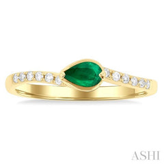 ASHI Pear Shape East-West Gemstone & Diamond Ring 41538PPFGEMYG