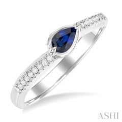 ASHI Pear Shape East-West Gemstone & Diamond Ring 41549PPFSSPWG