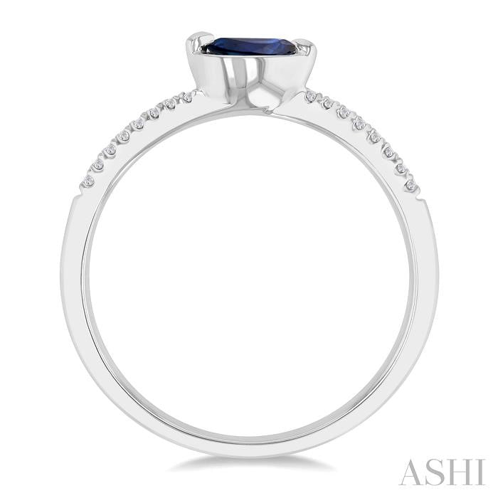 ASHI Pear Shape East-West Gemstone & Diamond Ring 41549PPFSSPWG