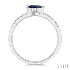 ASHI Pear Shape East-West Gemstone & Diamond Ring 41549PPFSSPWG