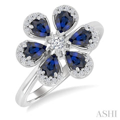 ASHI Blossom Pear Shape Gemstone & Diamond Fashion Ring 41628PPFGSPWG