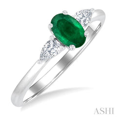 ASHI Oval Shape Gemstone & Diamond Ring 41647PPFGEMWG-OV