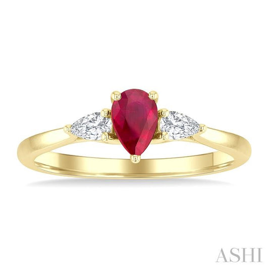 ASHI Pear Shape Gemstone & Diamond Ring 41647PPFGRBYG-PR