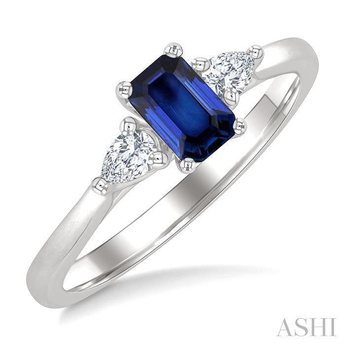 ASHI Emerald Shape Gemstone & Diamond Ring 41647PPFGSPWG-OC