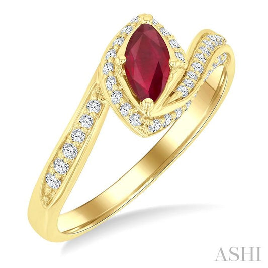 ASHI Marquise Shape Gemstone & Diamond Ring 41656PPTSRBYG-MQ