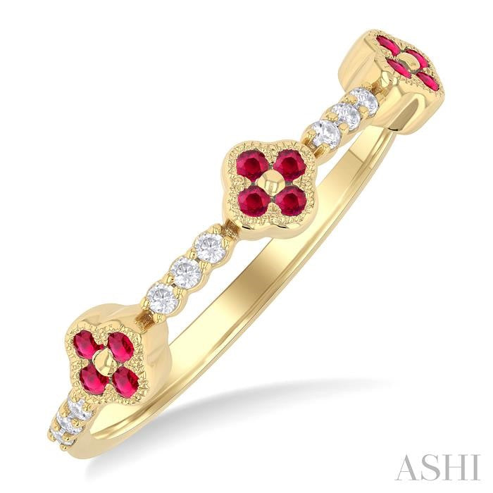 ASHI Clover Gemstone & Diamond Ring 41688PPTSRBYG