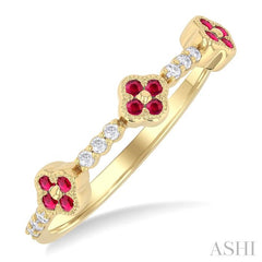 ASHI Clover Gemstone & Diamond Ring 41688PPTSRBYG