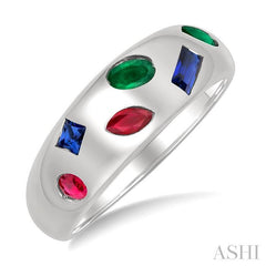 ASHI Mixed Shape Gemstone Mosaic Fashion Wide Band 41769PPF@RNBWG