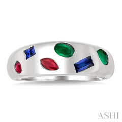 ASHI Mixed Shape Gemstone Mosaic Fashion Wide Band 41769PPF@RNBWG