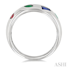 ASHI Mixed Shape Gemstone Mosaic Fashion Wide Band 41769PPF@RNBWG