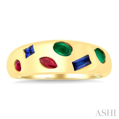 ASHI Mixed Shape Gemstone Mosaic Fashion Wide Band 41769PPF@RNBYG