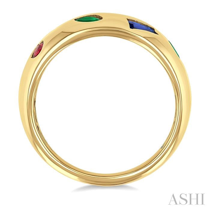 ASHI Mixed Shape Gemstone Mosaic Fashion Wide Band 41769PPF@RNBYG