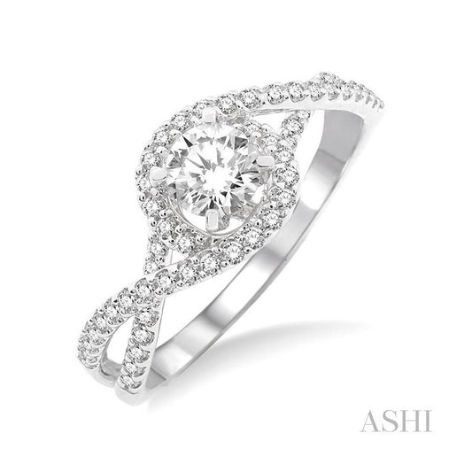 ASHI Round Shape Halo Diamond Engagement Ring 22563PPFVWG-LE