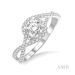 ASHI Round Shape Halo Diamond Engagement Ring 22563PPFVWG-LE