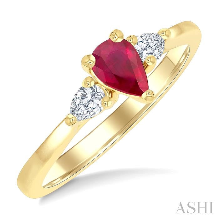 ASHI Pear Shape Gemstone & Diamond Ring 41777PPFGRBYG-PR