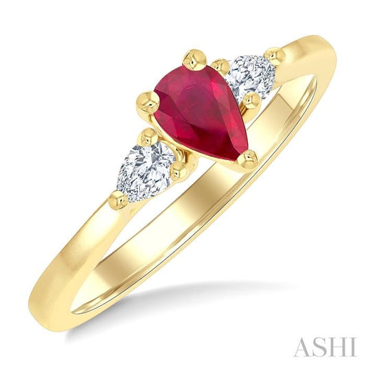 ASHI Pear Shape Gemstone & Diamond Ring 41777PPFGRBYG-PR