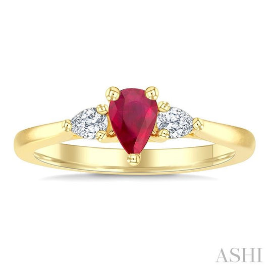 ASHI Pear Shape Gemstone & Diamond Ring 41777PPFGRBYG-PR